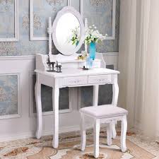 Maybe you would like to learn more about one of these? Costway Vanity Wood Makeup Dressing Table Stool 4 Drawers Black White Dressers Aliexpress