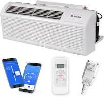 Klimaire PTAC 15,000 BTU Air Conditioner Heat Pump R-32 with Remote Control  & 3.5 kW Electric Heater -230V