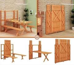 Here S An Example Of A Fold Out Kitchen Benches That Is Simple To Build And Folds Up Out Of The Way So Th Fold Up Picnic Table Diy Space Saving