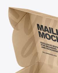 Opened Kraft Paper Mailing Box Mockup In Box Mockups On Yellow Images Object Mockups