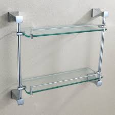 Angle Simple Ga7214 Double Deck Rectangular Bathroom Glass Shelf Chrome Amazon Com Glass Bathroom Glass Shelves Glass Bathroom Shelves