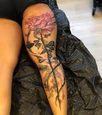 Pink Watercolor Rose Leg Tattoos Tattoos For Women Flowers Flower Leg Tattoos