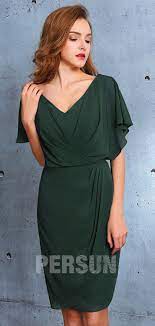 Robe Cocktail Courte Indigo Clair Col V Drapee Avec Manches Cape Persun Fr Robe Cocktail Courte Robe Cocktail Robe Cocktail Mariage