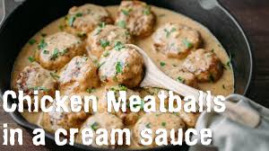 How to make teriyaki turkey meatballs. Dinner Chicken Meatballs In A Cream Sauce Recipe Natasha S Kitchen Youtube