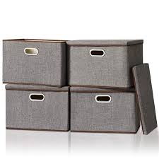 Shop for storage boxes with lids at bed bath & beyond. Amazon Com Large Storage Box With Lid 4 Pack Foldable Fabric Storage Bin With Lid Collapsible Storage Cube Organizer Containers Baskets With Cover 17 7x11 8x11 8 Large Grey Home Improvement