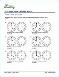 Free colorful 1st grade time & change worksheets. Elapsed Time Worksheets What Time Will It Be In X Hours K5 Learning