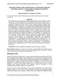 Peer review (p 55) • responsible conduct of research and participation case study: Children With Cerebral Palsy In Mainstream Physical Ed Case Study Student Teacher Experiences Inclusion Education Physical Education