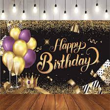 The birthday decor suits for decorating wall, garage door, table, courtyard, indoor and outdoor places for any party. Buy Happy Birthday Background Banner Black Purple Gold Balloon Poly Crown Logo Poster Photo Booth Background 70 8 X 45 2 Inches For Men And Women Boys Men Girls Ladies Birthday Party Decoration Online