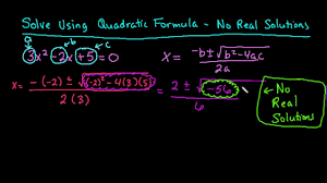Look at the discriminant the first way to tell if a quadratic has no real solution is to look at the discriminant. Solve Using Quadratic Formula No Real Solution Youtube