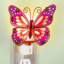 Wall Outlet Plug In Glass Butterfly Night Light Collections Etc