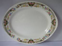 The homer laughlin eggshell shapes were sold throughout the late 30's, 40's and 50's at sears, montgomery wards and other big name departments stores. Homer Laughlin Platter Hlc 183 Pattern Floral On White On Popscreen