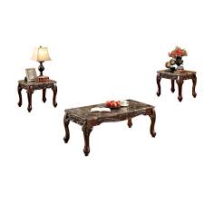 Safstar coffee table & end table set faux marble pattern furniture. Rosenbalm Coffee Table Set With Brown Faux Marble Top Home Furniture Direct