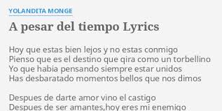 A Pesar Del Tiempo Lyrics By Yolandita Monge Hoy Que Estas Bien