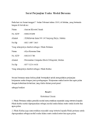 Contoh Surat Perjanjian Kerjasama Permodalan Detiklife