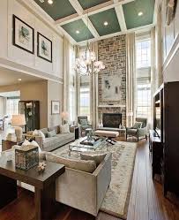 Two Story Family Room Given Human Scale High Ceiling Living Room Trendy Living Rooms Family Room Design