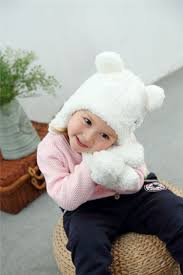 2pcs Super Cute Baby Winter Hat Mitten Set Warm Plush Infant Baby Beanie Cap Newborn Bear Hat With Ear Hats Caps Aliexpress