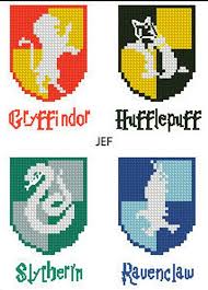 Hogwarts Houses Gryffindor Slytherin Hufflepuff Ravenclaw Logo Crest Hp Magic World Cross Stitch Pdf Pattern Instant Digital Download Bonus Point De Croix Motifs De Couture Artisanat Harry Potter