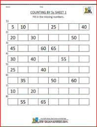 1st grade math worksheets counting by 1s 5s and 10s