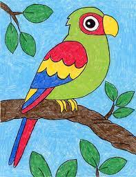 Easy How To Draw A Parrot Tutorial Video And Parrot Coloring Page