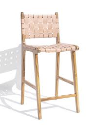 Walnut finish backless counter stool with woven seat (16.14 in. Woven Leather Strap Eddie Bar Stool 29 H Casachicstore