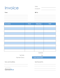 blank invoice template in pdf blue