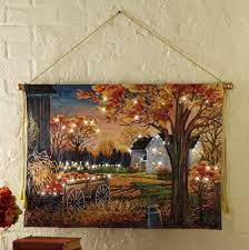 Fiber Optic Harvest Farm Scene Wall Canvas Pumpkin Canvas Canvas Wall Hanging Wall Canvas
