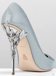 Ralph Russo Eden Heel Pump Sky Blue Patent With Silver Bride Shoes Heels Wedding Shoes