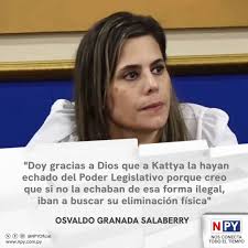 📌 ¿Kattya corría riesgo estando en el Senado? ♦️ El abogado Osvaldo  Granada Salaberry dio fuertes declaraciones al afirmar que la exsenadora  hubiese sido "eliminada físicamente" si no hubiera perdido su investidura.