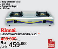 Type portable, material stainless steel, number of burner 3, gas consumption 2.9 kw/h. Promo Harga Rinnai Kompor Gas Terbaru Minggu Ini Katalog Carrefour Hemat Id