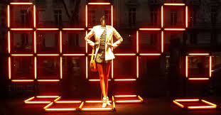 Printemps Color Geometric Light Window Display Paris Visual Merchandising Geometric Lighting Window Display Display