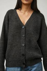 Deiji Studios Flounce Cardigan in Charcoal – No.6 Store