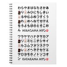 Japanese Hiragana Katakana Table Lucky Cat Notebook Zazzle Com In 2020 Alphabet Notebook Hiragana Learn Japanese