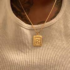 Gold Initial Letter Pendant Necklace Square Alphabet Etsy Letter Pendant Necklace Diamond Initial Necklace Initial Necklace