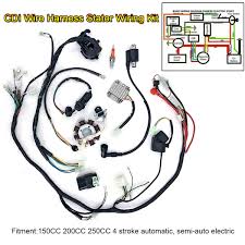 Amazon com complete electrics 4 stroke atv quad 150 200 250 300cc. Wiring Harness Wire Loom Cdi Electric Stator Kit For Atv Quad 150cc 200cc 250cc Ebay