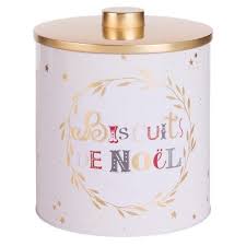 Biscuits De Noel Boite A Biscuits En Metal Blanc Et Dore Boite A Biscuit Vaisselle De Noel Maison De Noel