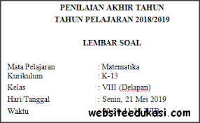 Kunci jawaban buku senang belajar matematika kelas 5 halaman 26. Soal Pat Ukk Matematika Kelas 8 Kuirkulum 2013 Terbaru Soal Terbaru