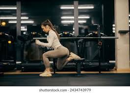 Woman doing split squats