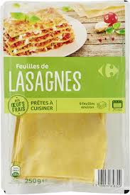 Feuilles De Lasagne Carrefour 250 G