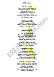 Бесплатно скачать guns n roses full album в mp3. Vocabulary With Guns N Roses Don T Cry Esl Worksheet By Teacher Bete Guedes