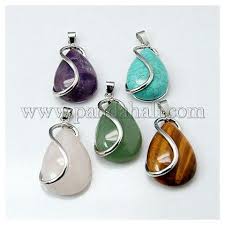 Wholesale Natural Synthetic Mixed Stone Pendants Silver Wire Jewelry Gemstone Pendant Stone Pendants