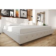 Dakota Upholstered White Faux Leather King Platform Bed With Wooden Slat Support 29986417527 Ebay The lowkey color palette allows the natural grain of the. dhp