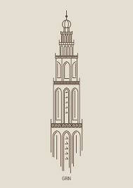 Martinitoren Groningen Nederland Groningen Grafische Poster Italiaanse Renaissance
