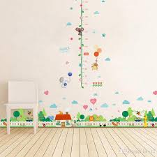 Grow Up Monkey Animals Height Measurement Growth Chart Flowers Wall Stickers For Kids Room Removable Vinyl Mural Art Wall Decal