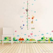 grow up monkey animals height measurement growth chart flowers wall stickers for kids room removable vinyl mural art wall decal