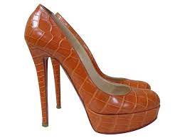 Christian Louboutin Bianca Crocodile Pumps Heels Shoes Sz 39 Orange Leather Ref 239253 Joli Closet