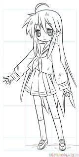 How To Draw Konata Izumi Step By Step Drawing Tutorials Simple Cat Drawing Drawing Tutorial Easy Drawings