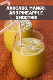Avocado Mango And Pineapple Smoothie Rich And Creamy Avocados Are One Of Our Favorite Pineapple Smoothie Pineapple Smoothie Recipes Mango Avocado Smoothie