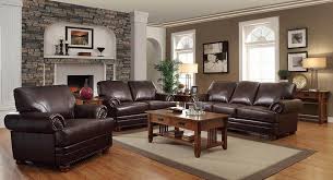 Colton Brown Leather Three Piece Living