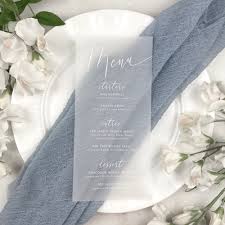 Whether you are planning a formal dinner party or a more casual affair, we guarantee your cards will look fantastic. Vellum Wedding Menu White Ink On Translucent Vellum Paper Custom Menu Dinner Menu Card