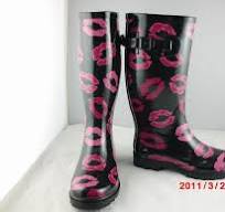 Sexy Lip Print Ladies's Rubber Rain Boot, Fashion Wellington Boot with Rubber Buckle (W-2012013)